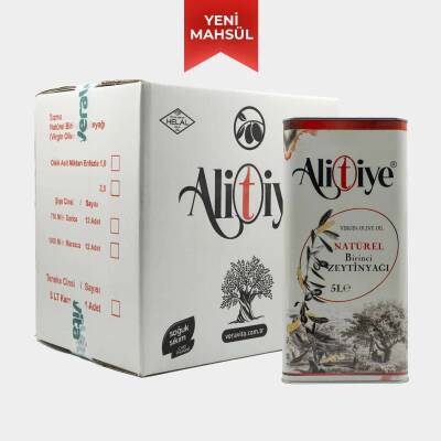 Alitiye Naturel Birinci Zeytinyağı - Soğuk Sıkım - Erken Hasat - Yeni Sezon - 2 Asit (5000ml)x4 ADET 1 KOLİ - 1